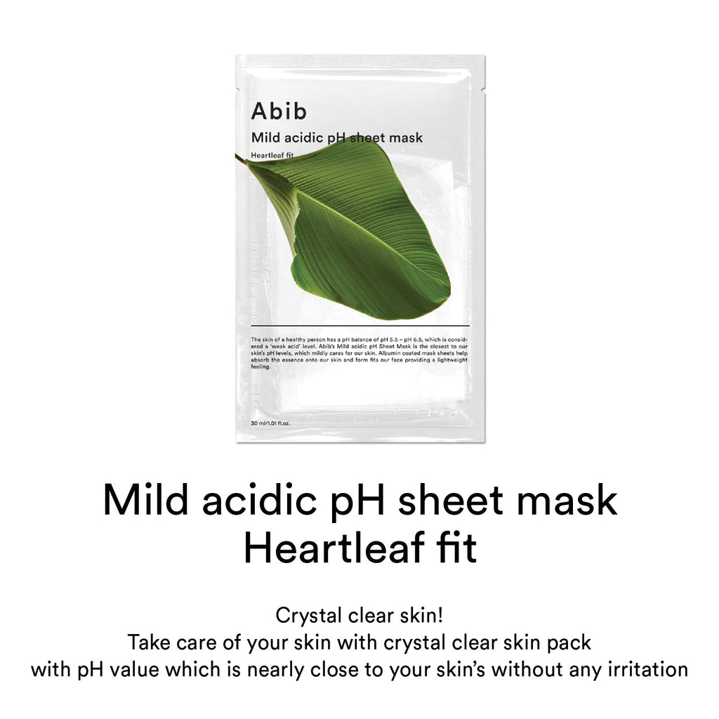 Abib Mild acidic pH sheet mask Heartleaf fit 30ml - All Day Pretty Korean Beauty Abib