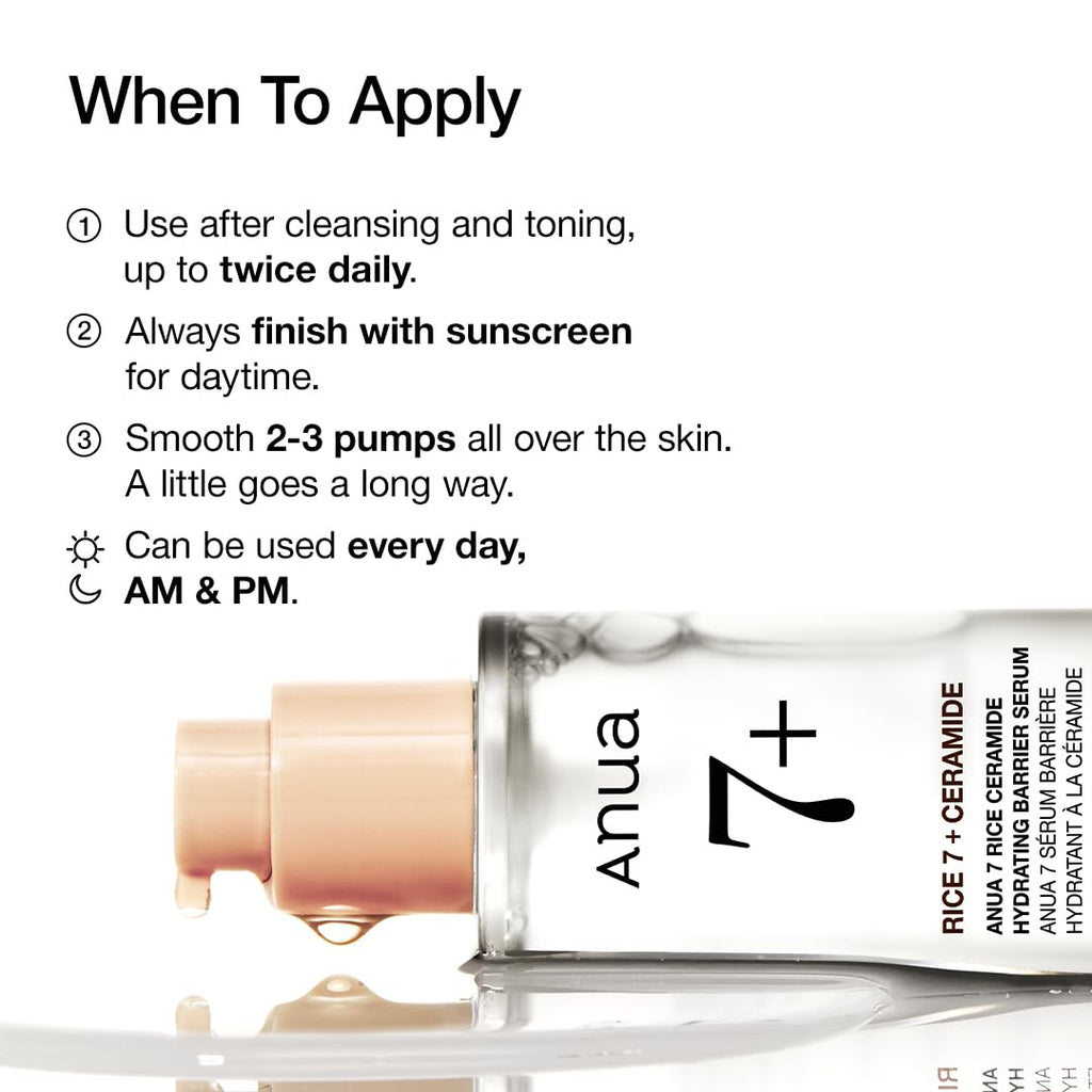 Anua rice Ceramide 7 hydrating Barrier Serum 50ml - All Day Pretty Korean Beauty Anua