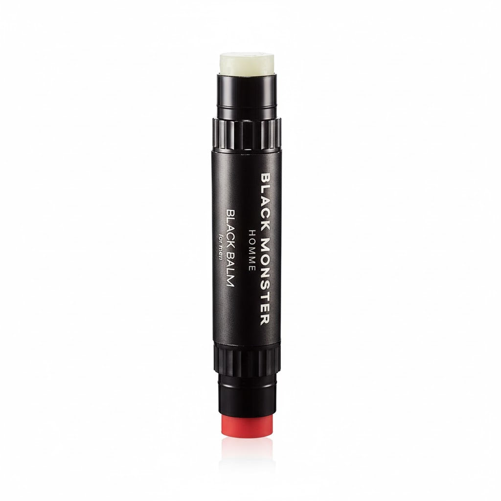 BLACK MONSTER Black Balm Dual-Ended Tinted Lip Balm & Lip Moisturizer for Men 2.4g - All Day Pretty LIP BALM for Men BLACK 