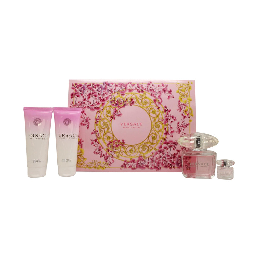 Versace Bright Crystal Gift Set 90ml EDT + 100ml Body Lotion + 100ml Shower Gel + 5ml EDT