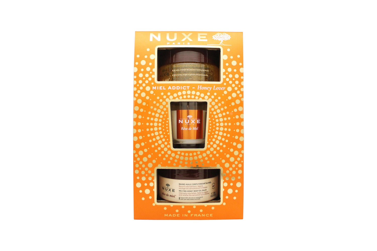 Nuxe Honey Lover Gift Set 175Ml Rǜ¶¦ve De Miel Body Scrub + 200Ml Rǜ¶¦ve De Miel Body Oil Balm + 70G Rǜ¶¦ve De Miel Candle
