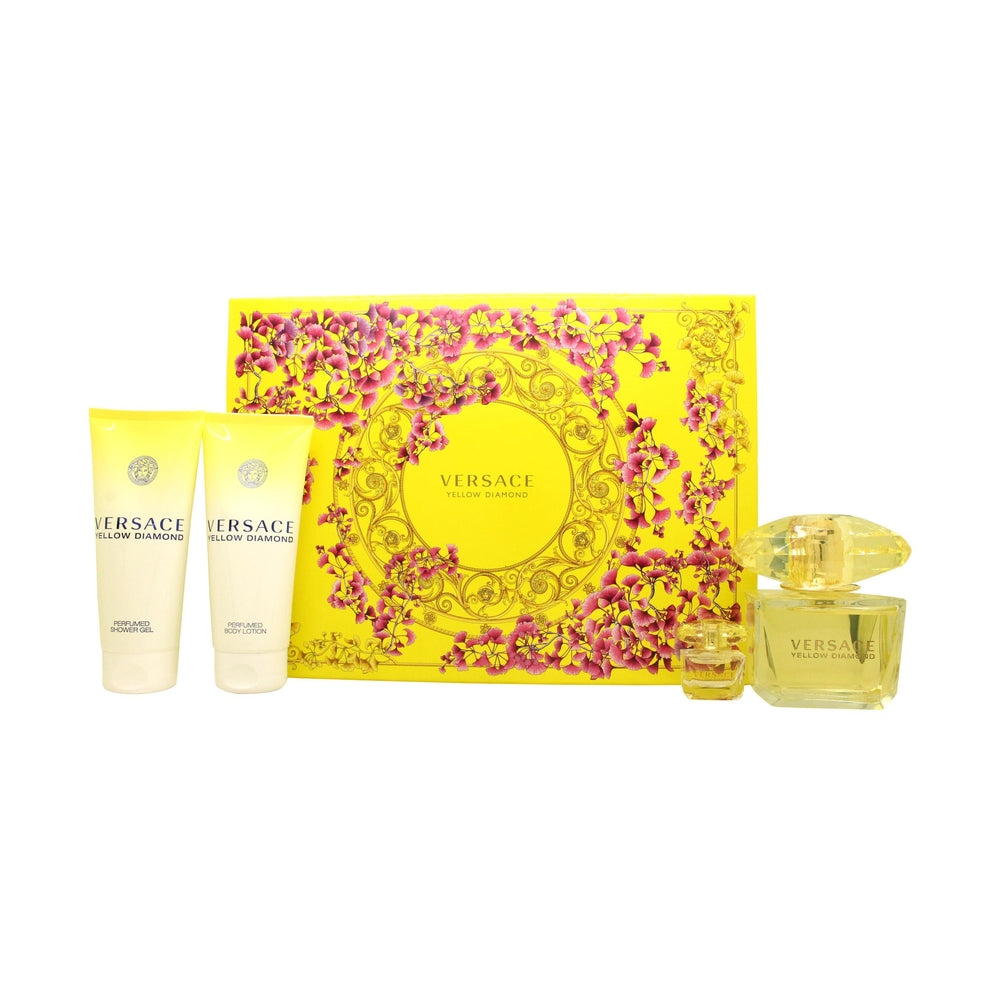 Versace Yellow Diamond Gift Set 90ml EDT + 100ml Body Lotion + 100ml Shower Gel + 5ml EDT