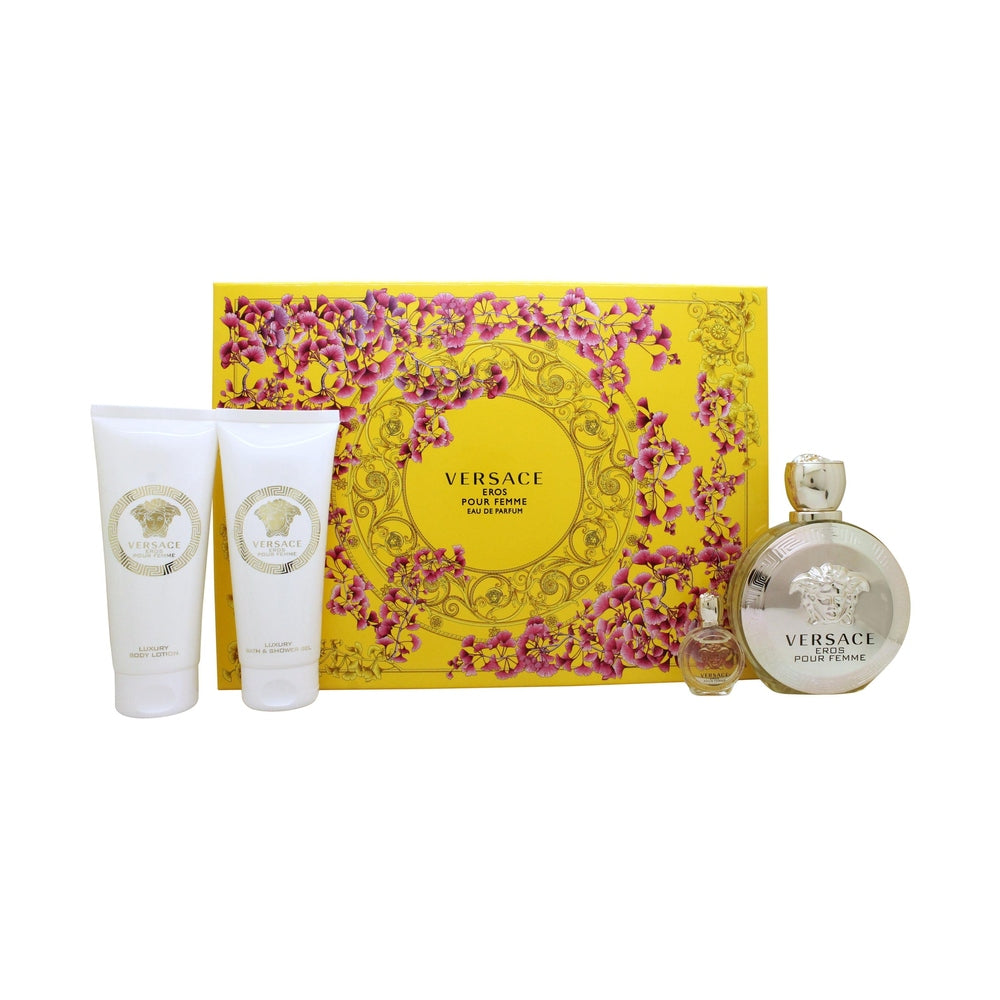 Versace Eros pour Femme Presentset 100ml EDP + 5ml EDP + 100ml Body Lotion + 100ml Duschgel