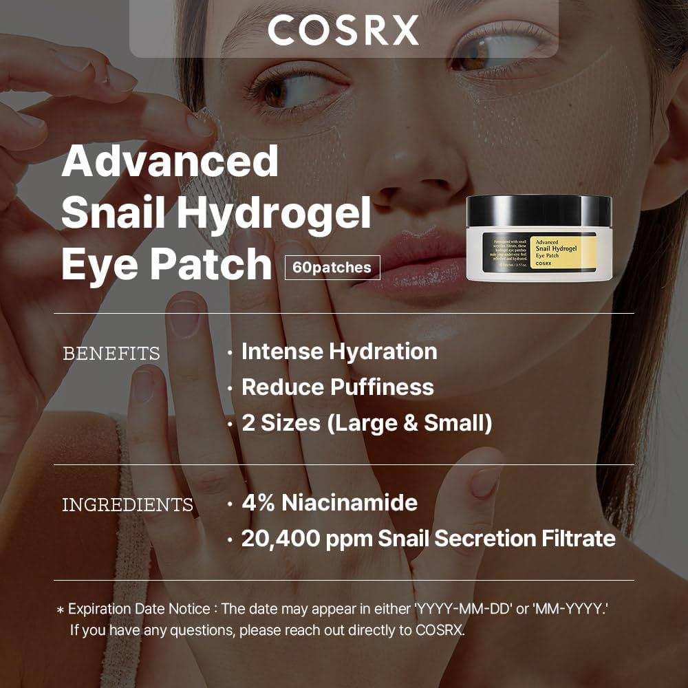 COSRX Advanced Snail Hydrogel Eye Patch 90g (60 patches) - All Day Pretty Eye Patch COSRX