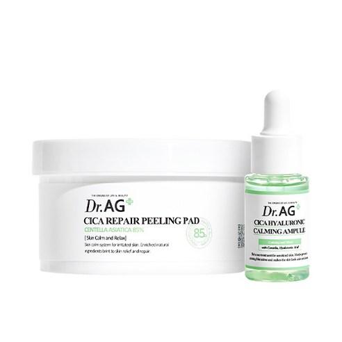Dr.AG+ Cica Repair Peeling Pad 40p + Cica Hyaluronic Calming Ampoule 25ml SET - All Day Pretty Skincare SET Dr.ag