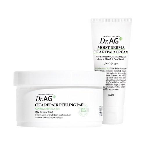 Dr.AG+ Cica Repair Peeling Pad 40p + Moist Derma Cica Repair Cream 50ml SET - All Day Pretty Skincare SET Dr.ag