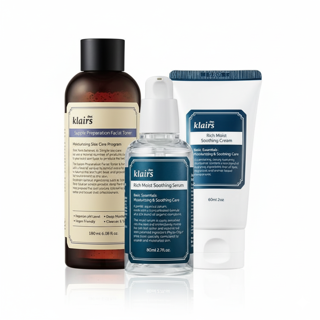 Klairs BASIC & BEST SET (Toner 180ml + Serum 80ml + Soothing Cream 60ml)