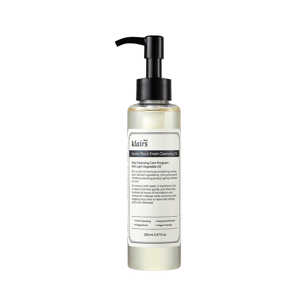 Klairs Gentle Black Fresh Cleansing Oil 150ml - All Day Pretty Korean Beauty klairs