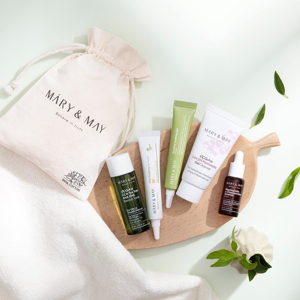 MARY & MAY Soothing Trouble Care Travel Kit (5pcs) - All Day Pretty Skincare SET mary&may