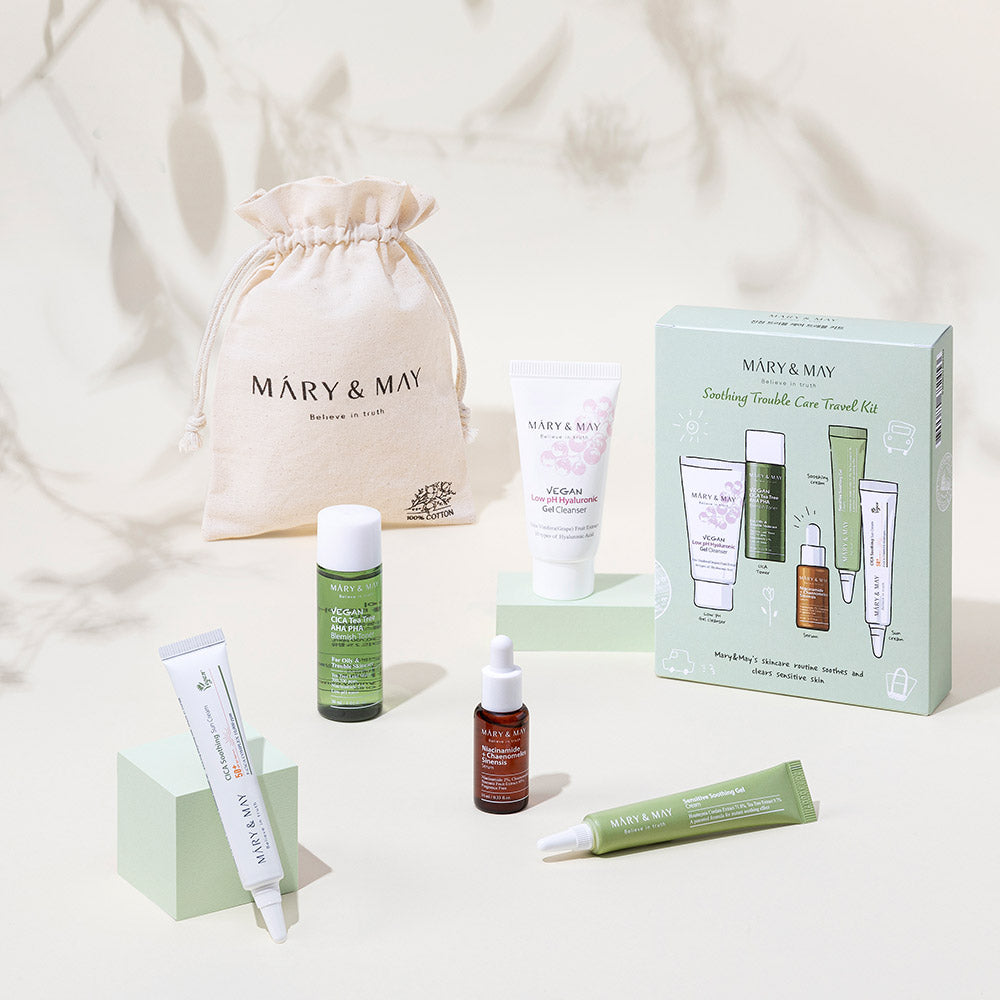 MARY & MAY Soothing Trouble Care Travel Kit (5pcs) - All Day Pretty Skincare SET mary&may
