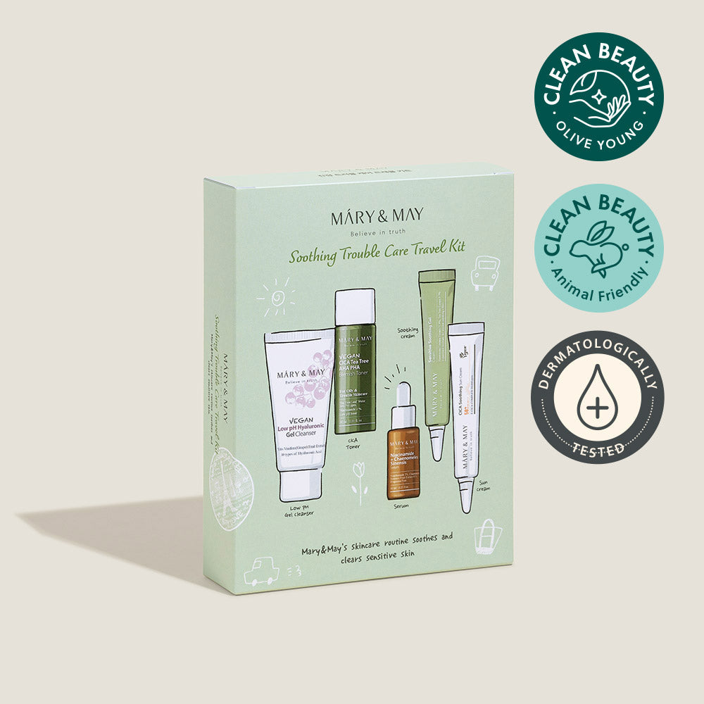 MARY & MAY Soothing Trouble Care Travel Kit (5pcs) - All Day Pretty Skincare SET mary&may