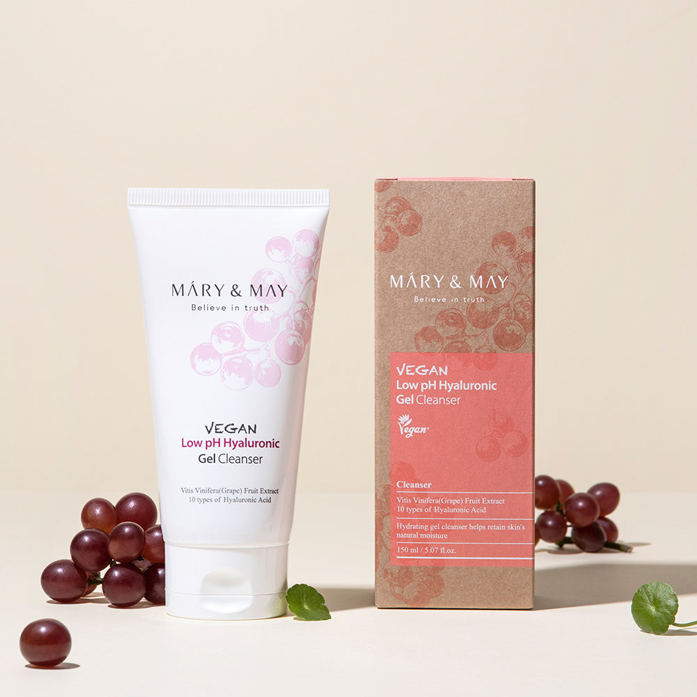 MARY & MAY: Vegan Low pH Hyaluronic Gel Cleanser 150ml - All Day Pretty Cleanser mary&may