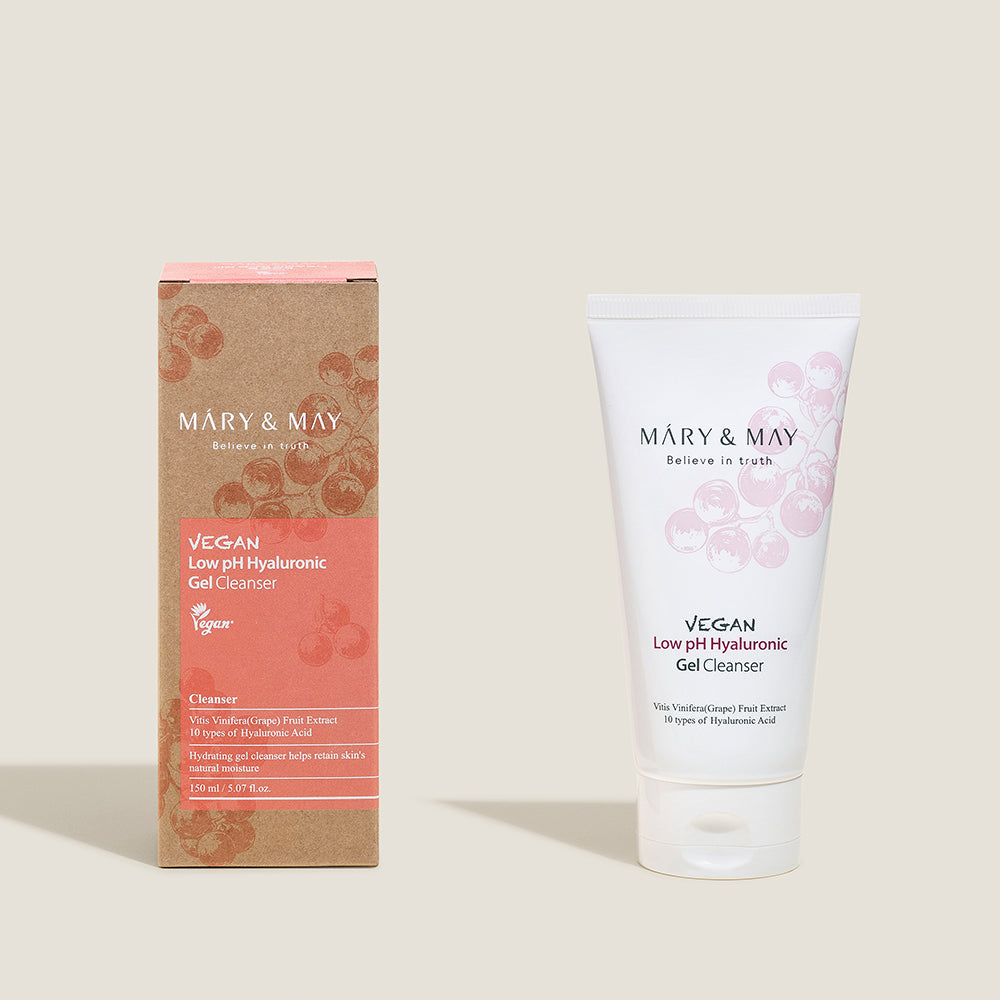 MARY & MAY: Vegan Low pH Hyaluronic Gel Cleanser 150ml - All Day Pretty Cleanser mary&may