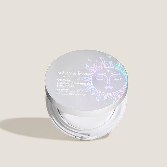 MARY & MAY: Vegan Niacinamide Panthenol Sun Cushion SPF50+ PA++++ 25g - All Day Pretty Sun Cushion mary&may