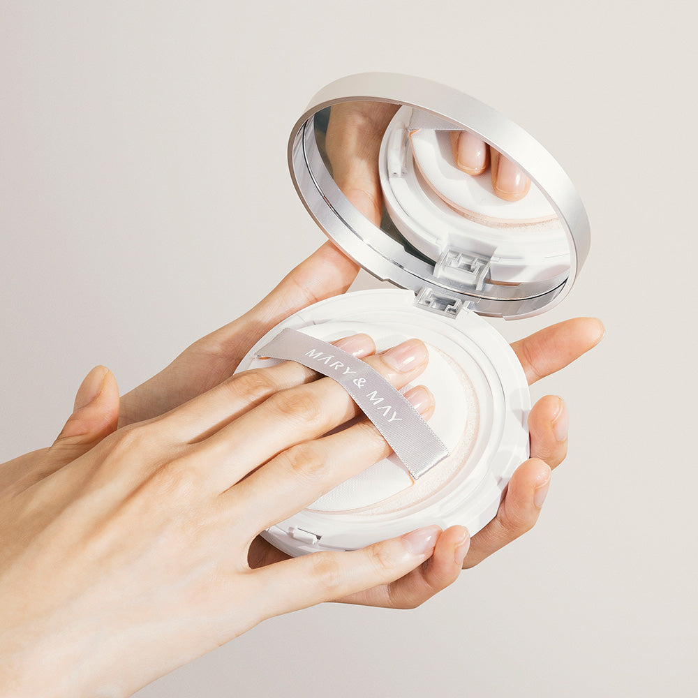 MARY & MAY: Vegan Niacinamide Panthenol Sun Cushion SPF50+ PA++++ 25g - All Day Pretty Sun Cushion mary&may