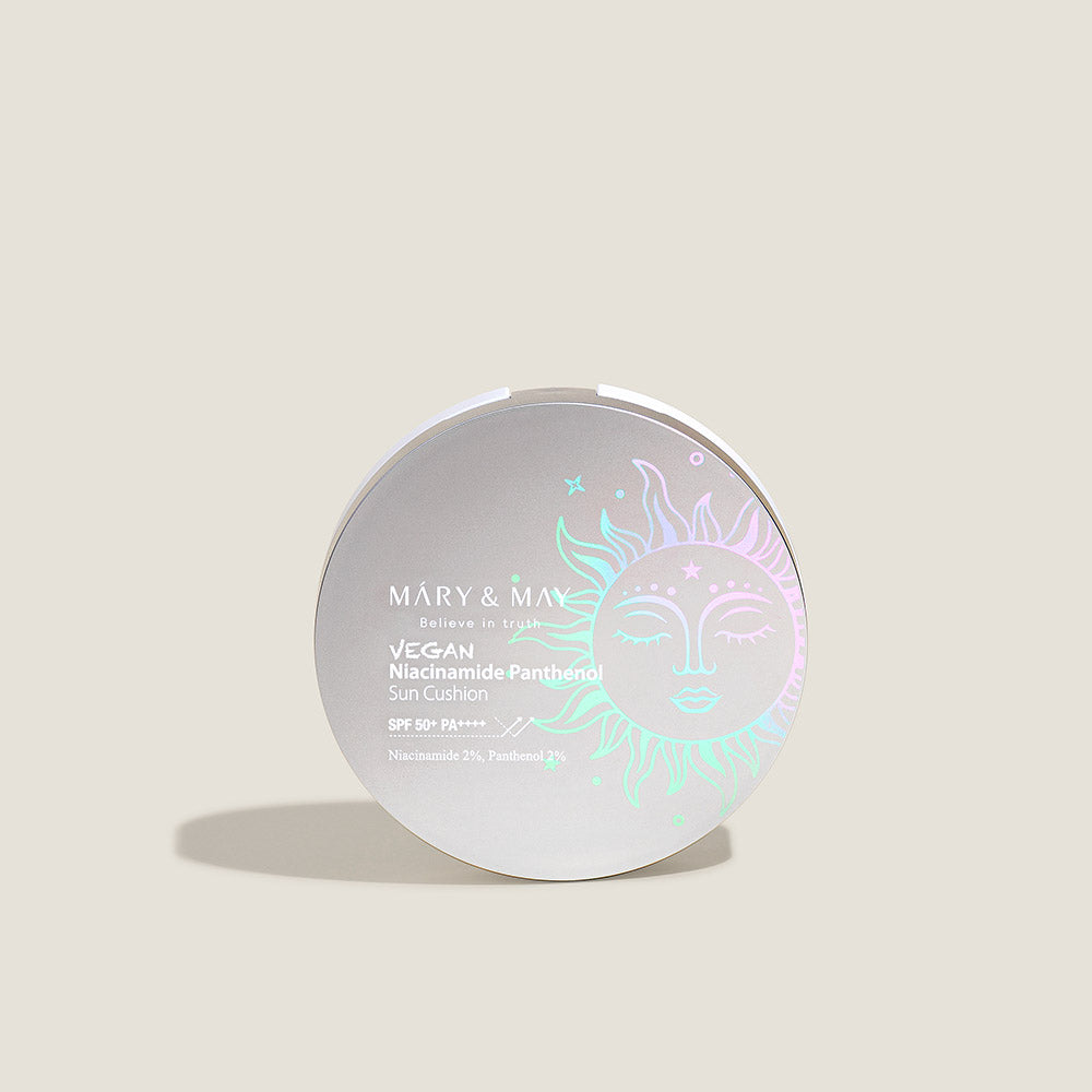 MARY & MAY: Vegan Niacinamide Panthenol Sun Cushion SPF50+ PA++++ 25g - All Day Pretty Sun Cushion mary&may