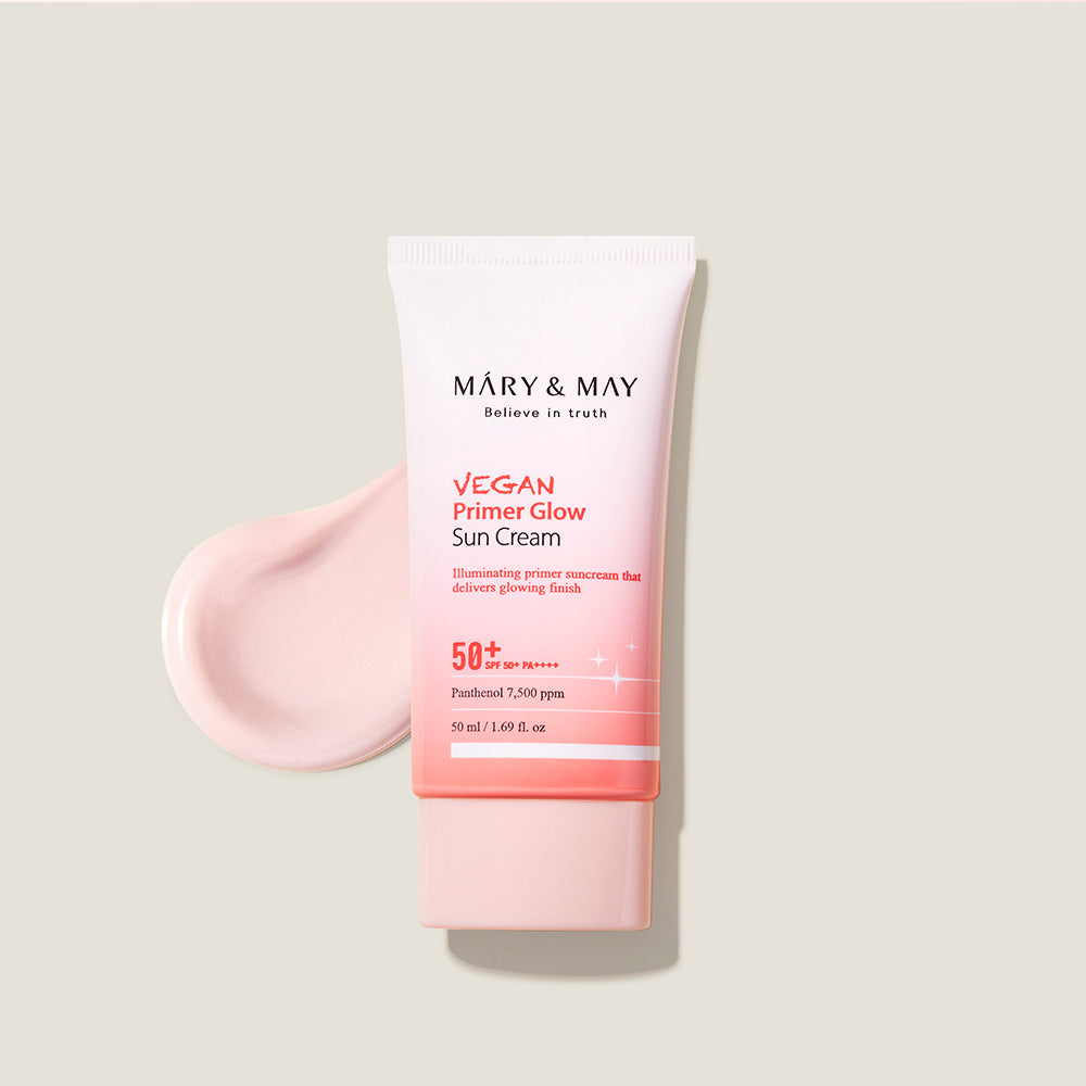 MARY &amp; MAY: Vegan Primer Glow Sun Cream SPF50+ PA++++ 50ml - All Day Pretty Sun Cream mary&amp;may