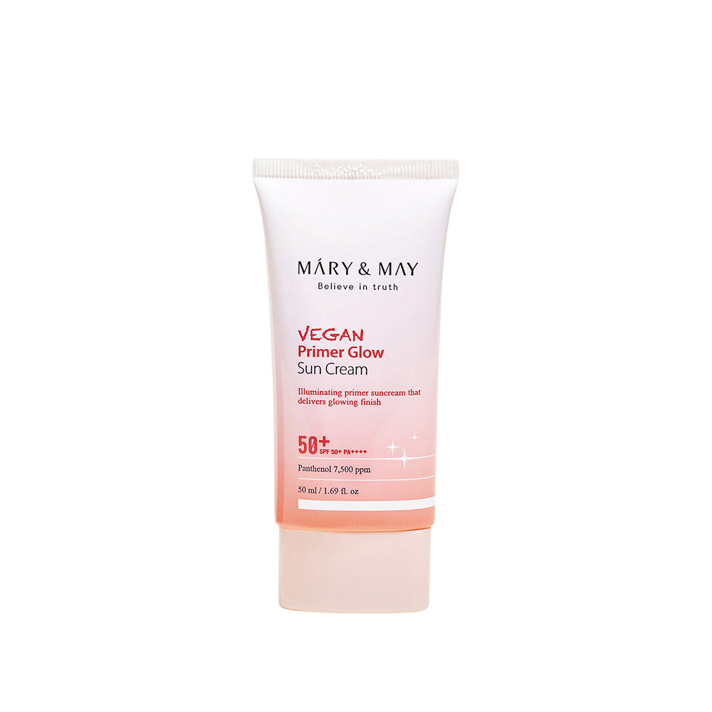 MARY &amp; MAY: Vegan Primer Glow Sun Cream SPF50+ PA++++ 50ml - All Day Pretty Sun Cream mary&amp;may