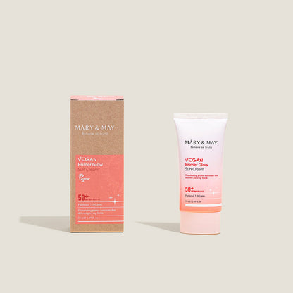 MARY &amp; MAY: Vegan Primer Glow Sun Cream SPF50+ PA++++ 50ml - All Day Pretty Sun Cream mary&amp;may
