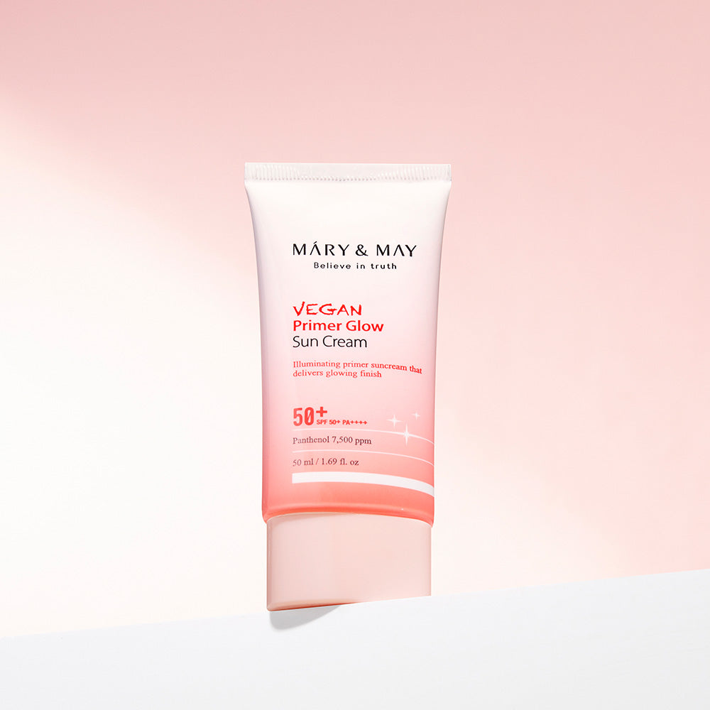 MARY &amp; MAY: Vegan Primer Glow Sun Cream SPF50+ PA++++ 50ml - All Day Pretty Sun Cream mary&amp;may