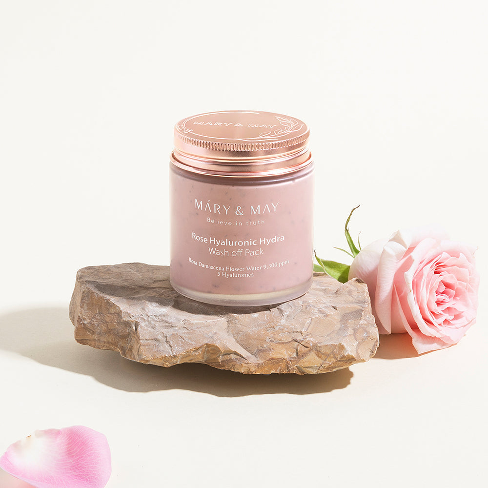 MARY & MAY: Vegan Rose Hyaluronic Hydra Wash off Pack 125g - All Day Pretty Mask Pack mary&may
