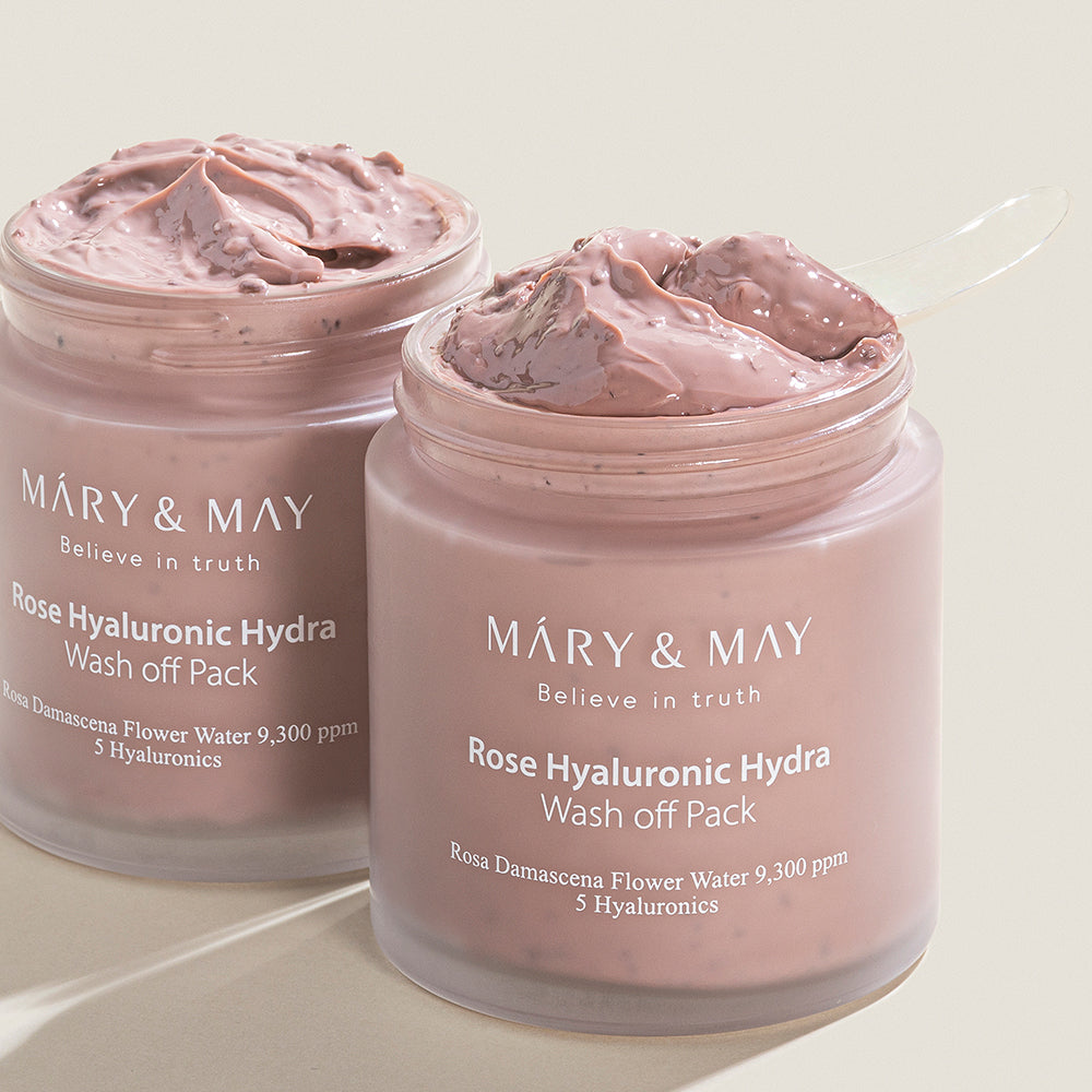 MARY & MAY: Vegan Rose Hyaluronic Hydra Wash off Pack 125g - All Day Pretty Mask Pack mary&may