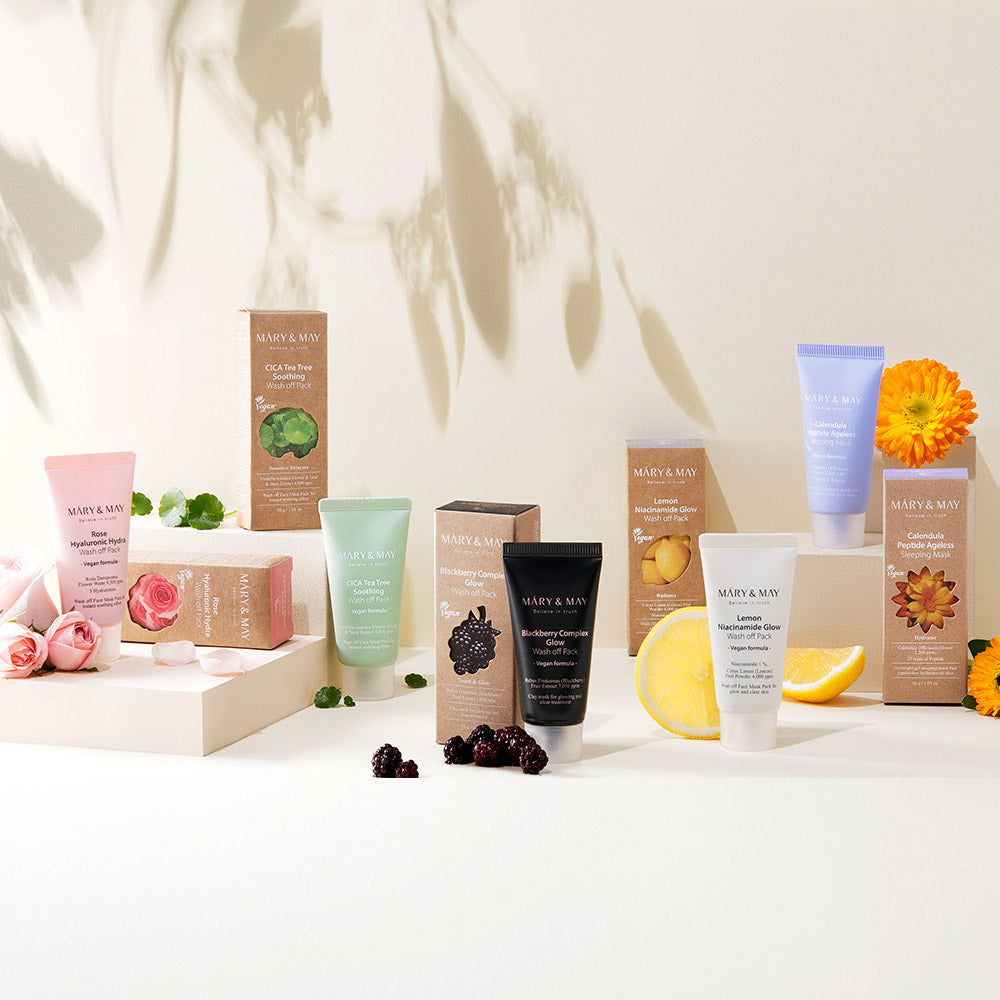 MARY & MAY: Vegan Wash Off Mask Mini Gift Set (30g x 5) - All Day Pretty Mask Pack mary&may
