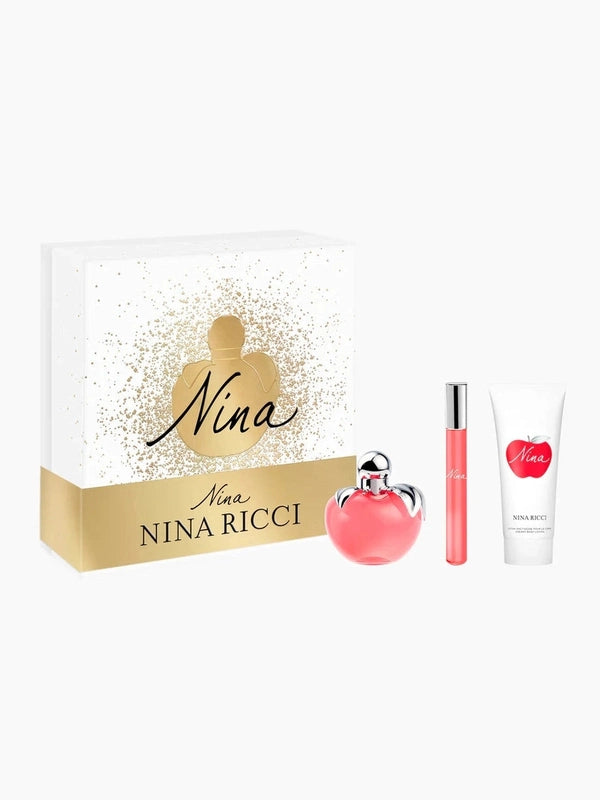 Nina Ricci Nina Gift Set 50ml EDT Spray + 75ml Body Lotion + 10ml EDT Rollerball