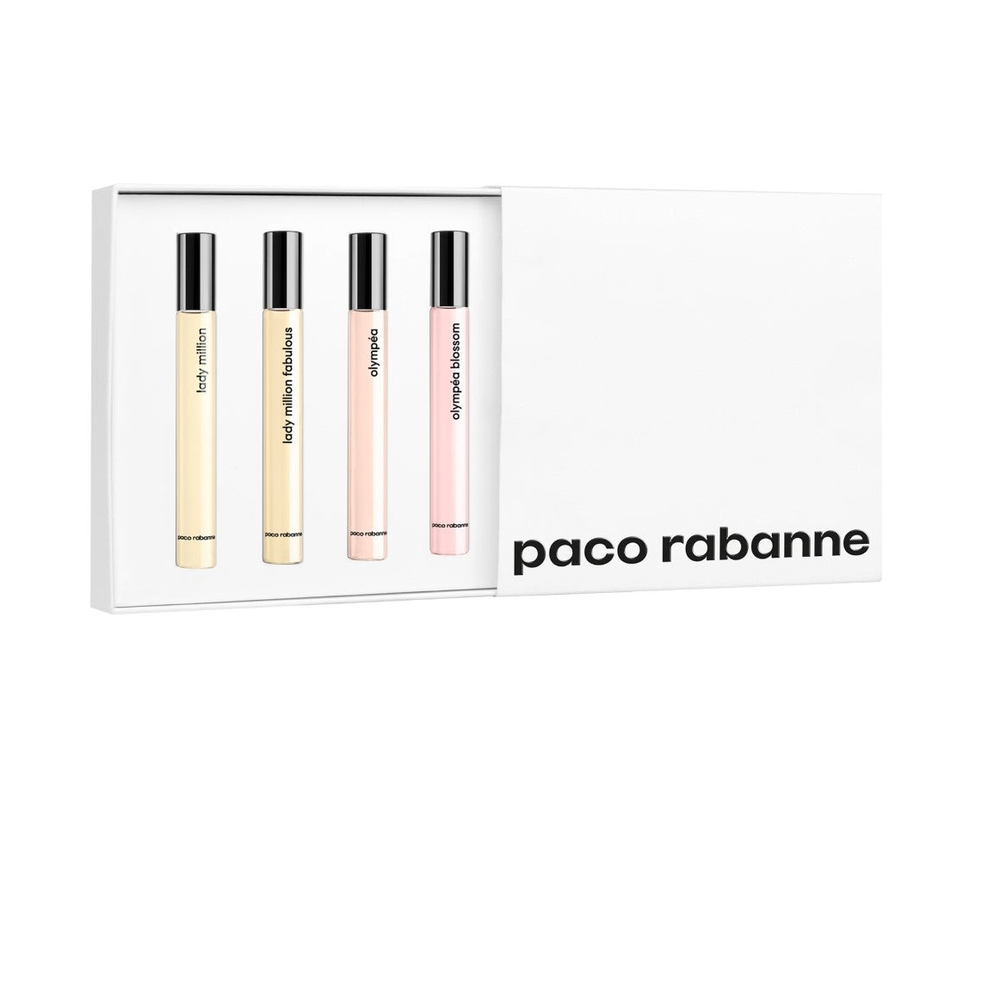 Paco Rabanne Women Miniature Gift Set 10ml Lady Million EDP + 10ml Olympea EDP + 10ml Lady Million Fabulous EDP Intense + 10ml Olympea Blossom EDP Florale