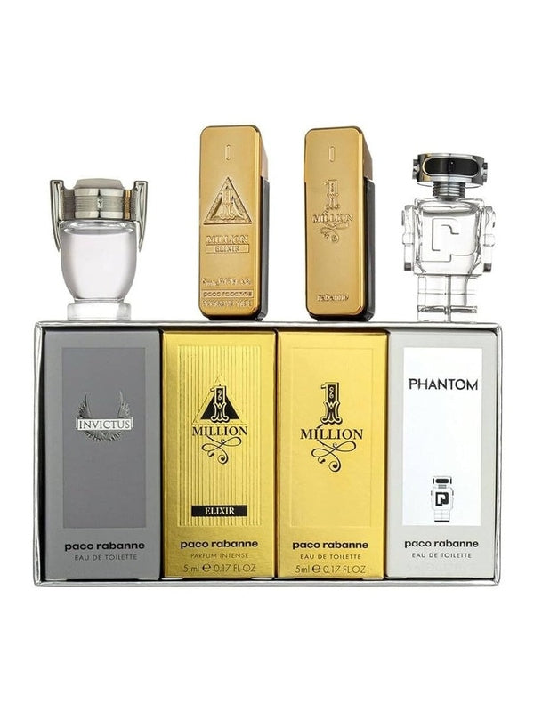 Paco Rabanne Miniatures For Him Gift Set 5ml 1 Million EDT + 5ml 1 Million Elixir EDP + 5ml Invictus EDT + 5ml Phantom EDT