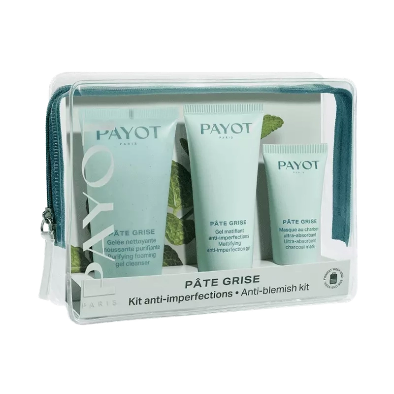 Payot Pate Grise Anti - blemish Kit Gift Set 50ml Purifying Foaming Gel Cleanser + 15ml Masque Charbon Ultra-Absorbent Mattifying Care + 30ml Mattifying Anti-Imperfections Gel