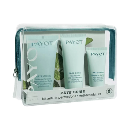 Payot Pate Grise Anti - blemish Kit Gift Set 50ml Purifying Foaming Gel Cleanser + 15ml Masque Charbon Ultra-Absorbent Mattifying Care + 30ml Mattifying Anti-Imperfections Gel