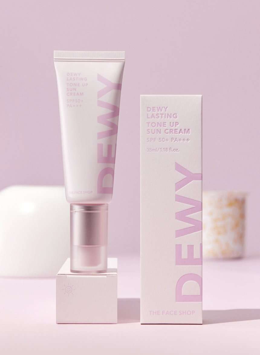 THE FACE SHOP Dewy Lasting Tone UP Sun Cream SPF50+ PA+++ 35ml - All Day Pretty Sun Cream The face shop