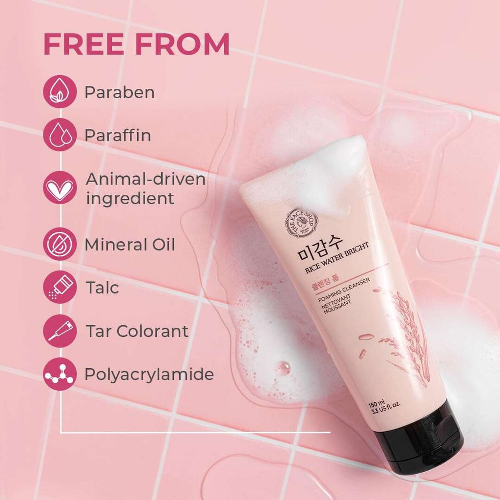 THE FACE SHOP Rice Water Bright Rice Bran Foaming Cleanser 150ml - All Day Pretty Cleansing Foam The face shop