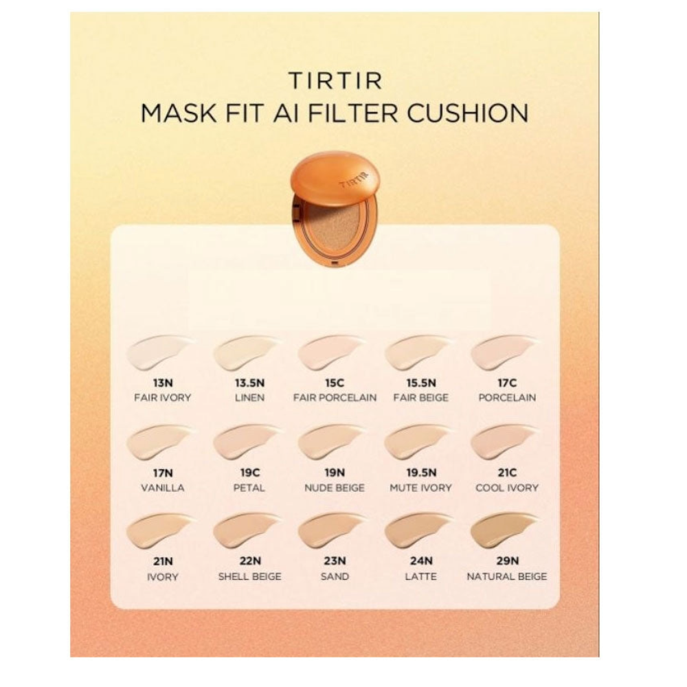 TIRTIR Mask Fit AI Filter Cushion SPF50+ PA++++ 4.5g #MINI (15shades) - All Day Pretty Korean Beauty Tirtir