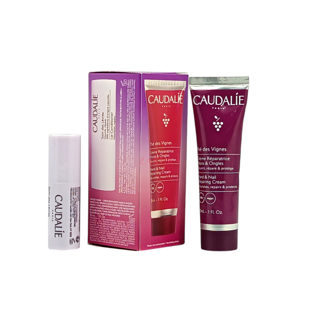 Caudalie The Des Vignes Gift Set 30ml Hand &amp; Nail Repairing Cream + 4.5g Lip Conditioner(Exc)()