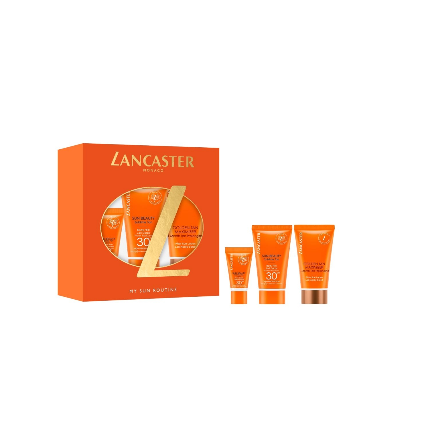Lancaster My Sun Routine Gift Set - Sun Routine SPF 30 Gezichtscrème 3ML + Sun Routine SPF 30+ Body Milk 50ML + Golden Tan Maximiser FSL 50ML