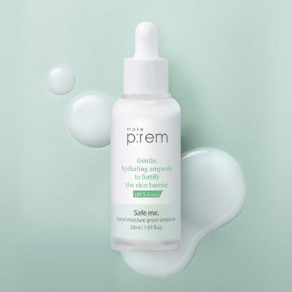 make p:rem Safe Me. Relief Moisture Green Ampoule 50ml - All Day Pretty Korean Beauty make prem