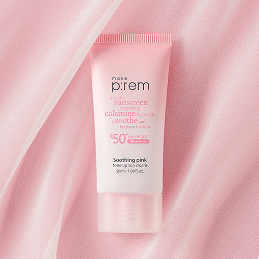make p:rem Soothing Pink Tone Up Sun Cream SPF 50+ PA++++ 50ml - All Day Pretty Korean Beauty make prem