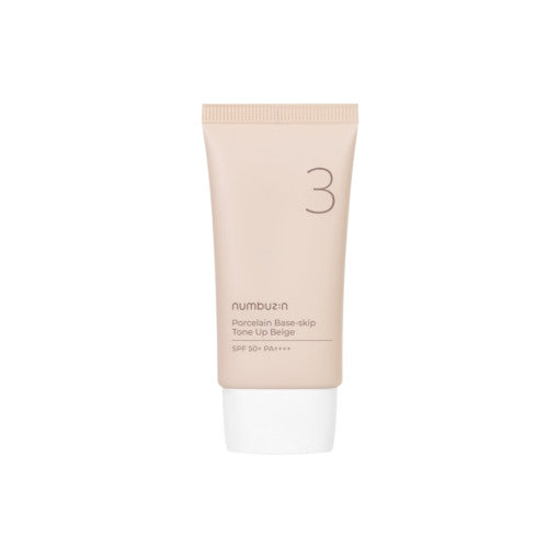 numbuzin No.3 Porcelain Base-skip Tone Up Beige SPF50+ PA++++ 50ml - All Day Pretty Korean Beauty NUMBUZIN