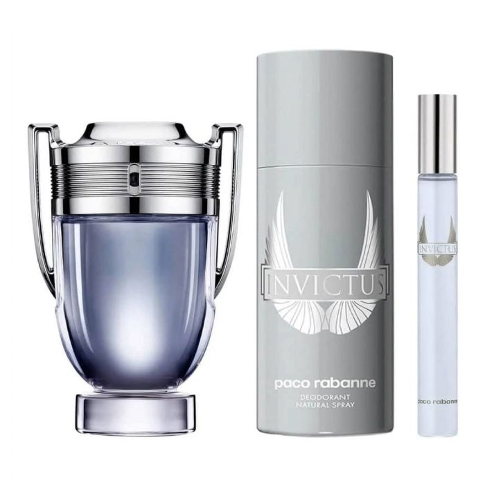 Paco Rabanne Invictus Gift Set 100ml EDT + 150ml Deodorant Spray + 10ml EDT