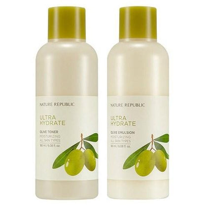 Nature Republic Ultra Hydrate OLIVE Toner 180ml &amp; Emulsion 180ml SET - All Day Pretty Skincare SET NATURE REPUBLIC