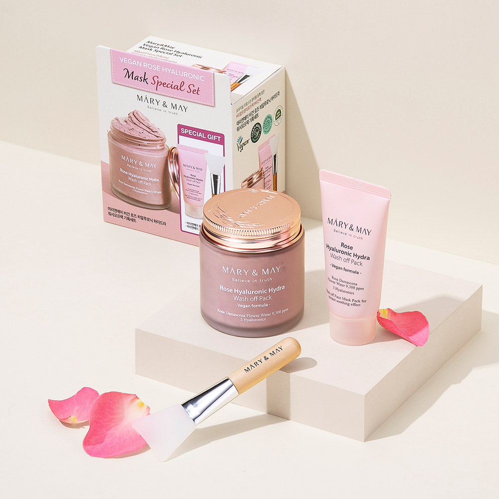 Mary &amp; May Vegan Rose Hyaluronic Mask Special Set (125G+30G) – beauty &amp; skincare essential for daily radiance